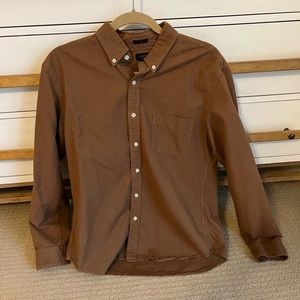 Men’s brown J. Crew button down. Slim fit, size L.
